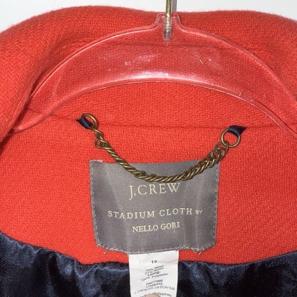 J Crew Stadium Cloth Nello Gori Coat 12 Orange Wool Double Breasted Gold Buttons - Picture 5 of 12